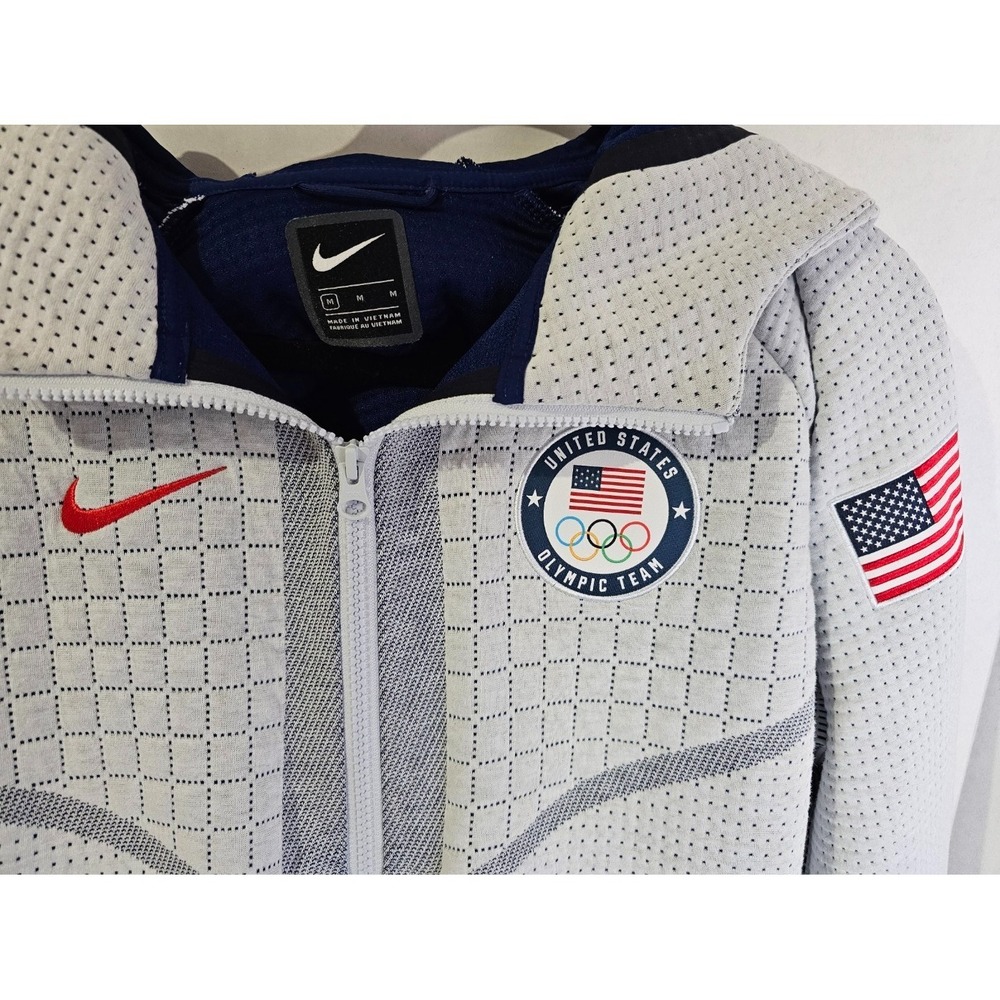 Nike Tech Fleece USA Olympic Team Grey Hoodie Womens Medium Full Zip CT2582-043